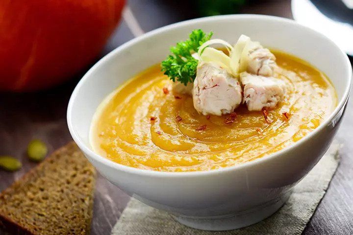 سوپِ مرغ و کدو حلوایی